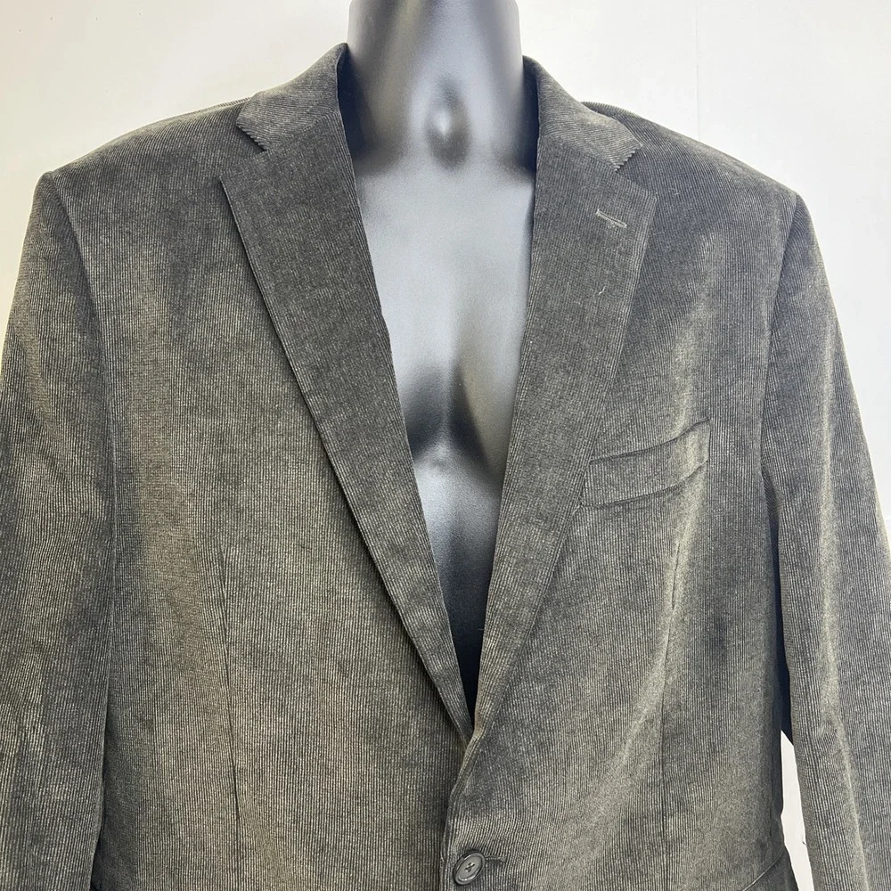 Chaps Men's Corduroy‎ Blazer Jacket Size 44L Brown Two Button Sport Coat Cotton
